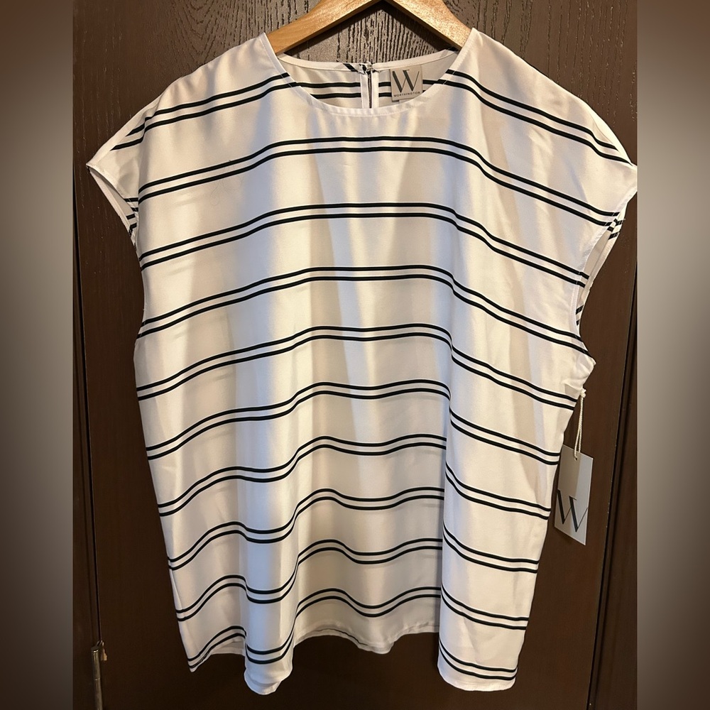 NWT Worthington Black and White Striped Sleeveless Top XXL
